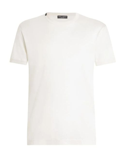 Dolce & Gabbana White Logo-Detail Crew-Neck T-Shirt for men
