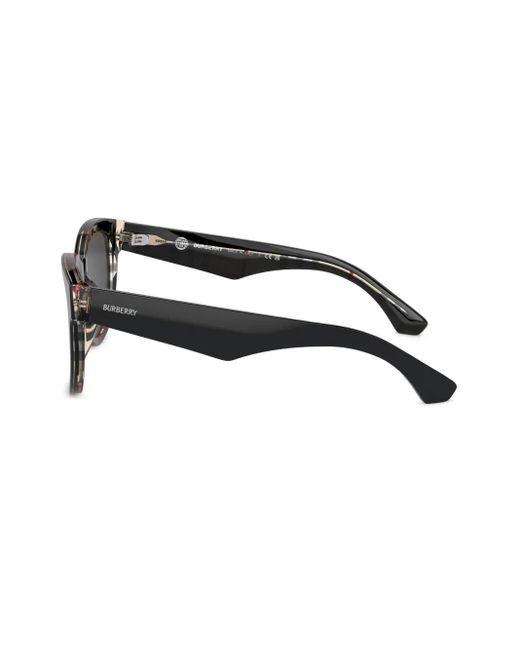 Burberry Black Vintage Check Cat-Eye Sunglasses