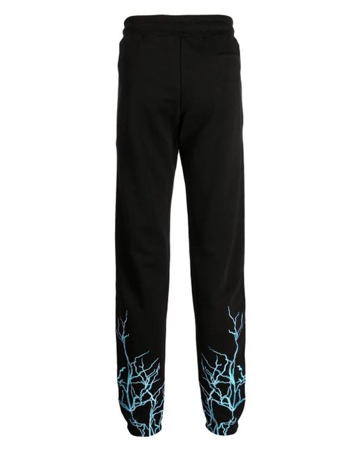 Phobia Black Lightning-Print Cotton Track Trousers for men