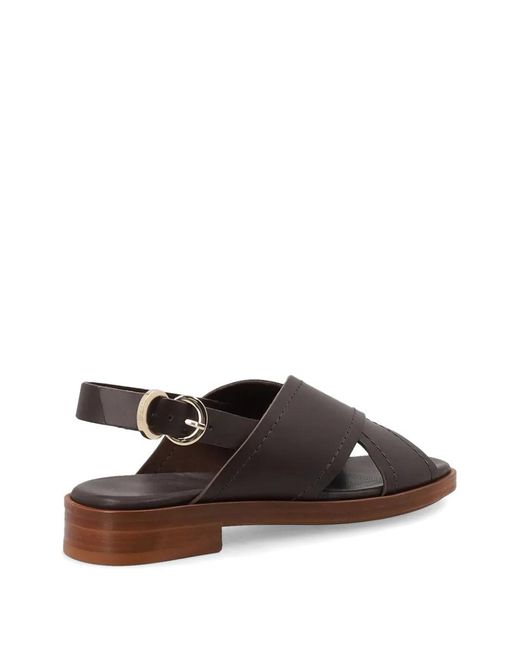 Frau Brown Crossover-Strap Slingback Sandals
