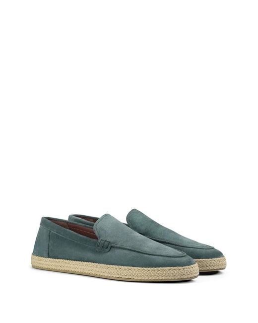 Doucal's Green Horizon Suede Braided-Trim Espadrilles for men