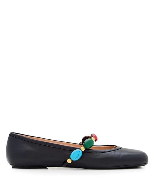 Gianvito Rossi Ballerina's Verfraaid Met Stenen in het Blue