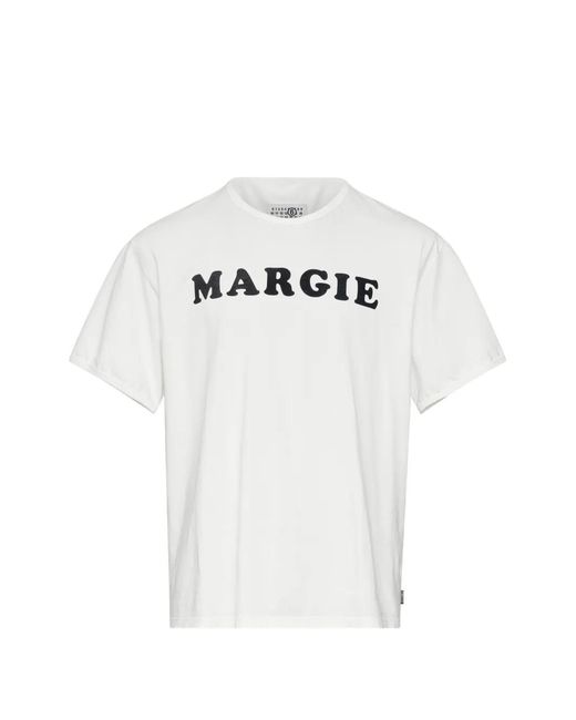 MM6 by Maison Margiela White Graphic-Print Cotton T-Shirt for men