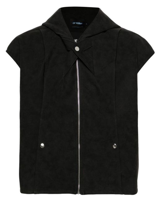 AV VATTEV Black Jukebox Sleeveless Hooded Jacket for men