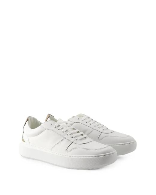 Herno White Leather Panelled Sneakers