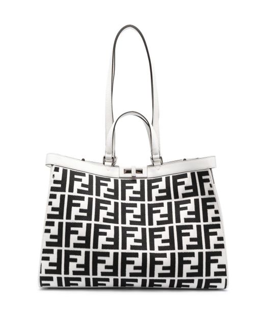 Fendi Black X Ff-logo Print Tote Bag