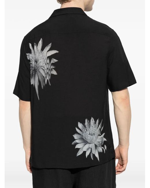 AllSaints Black Floral-Print Shirt for men