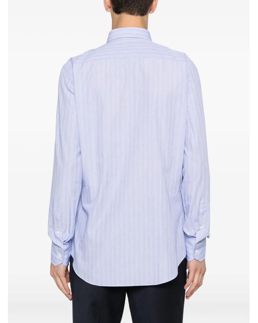 Brioni White Striped Long-Sleeve Shirt for men