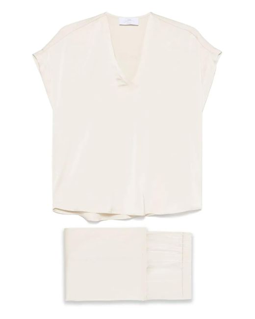 So Allure White Satin Trousers Set