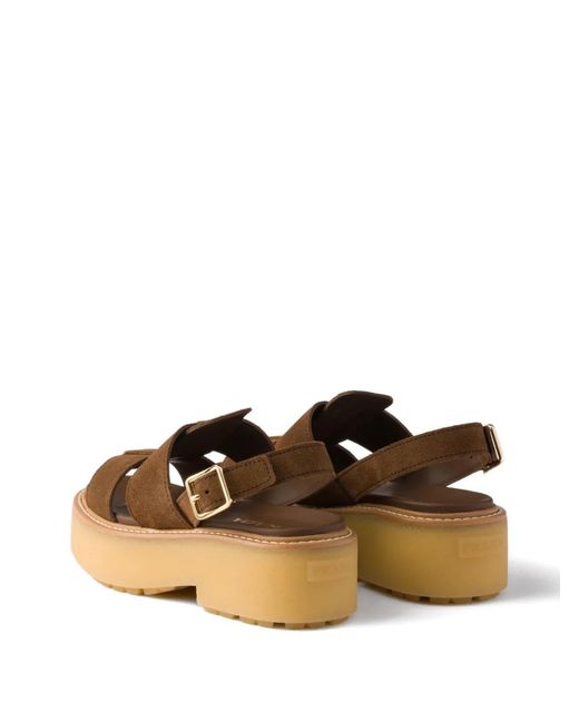 Prada Brown Suede Sandals