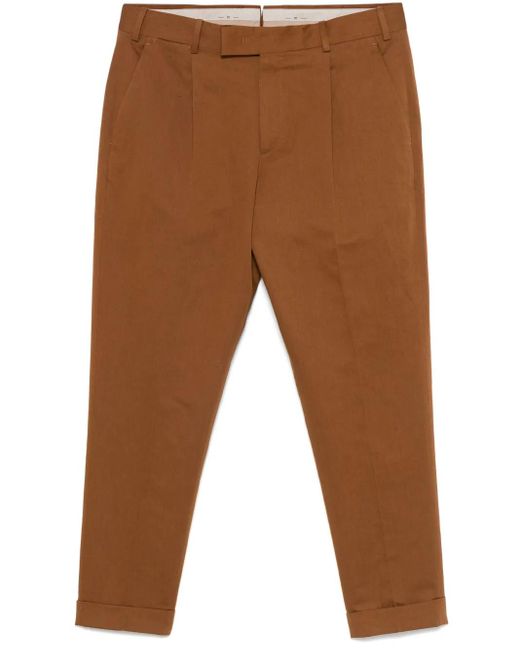 PT Torino Brown Tapered Trousers for men