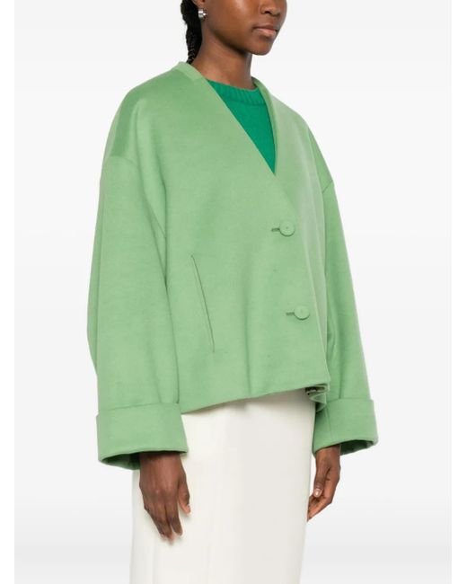 Alberto Biani Green Buttoned Cropped Jacket