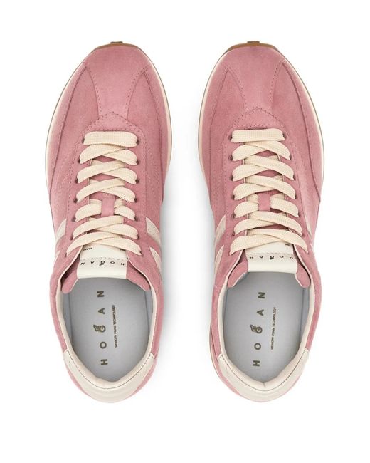 Hogan Pink H699 Lace-Up Fastening Sneakers