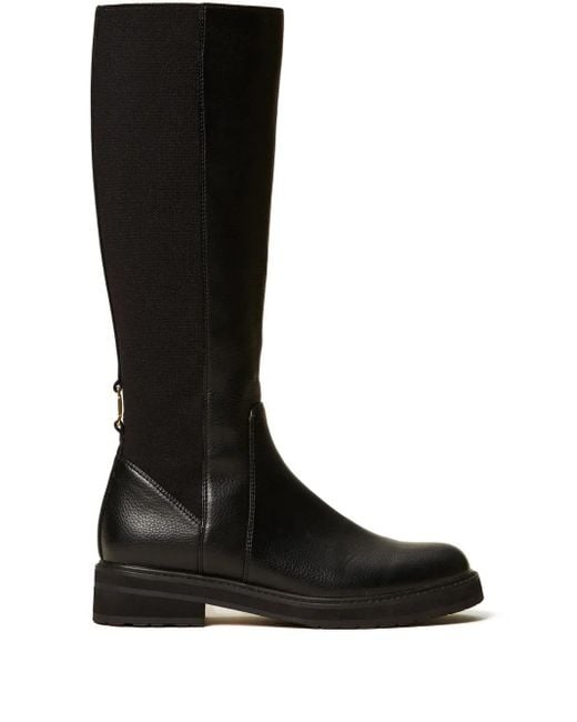 Twinset Black Elastic-Back High Boots