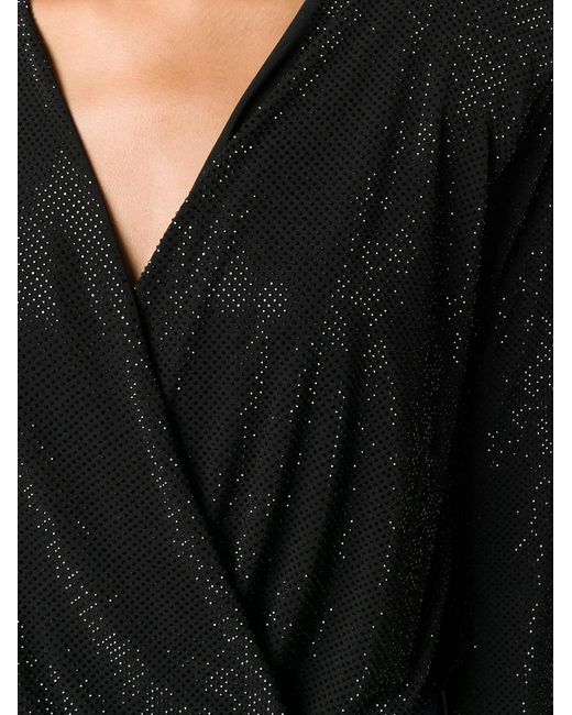 Philipp Plein Black Crystal-embellished Wrap Bodysuit
