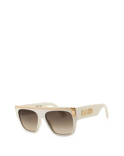 Moschino Natural Zip-Detail Rectangle-Frame Sunglasses