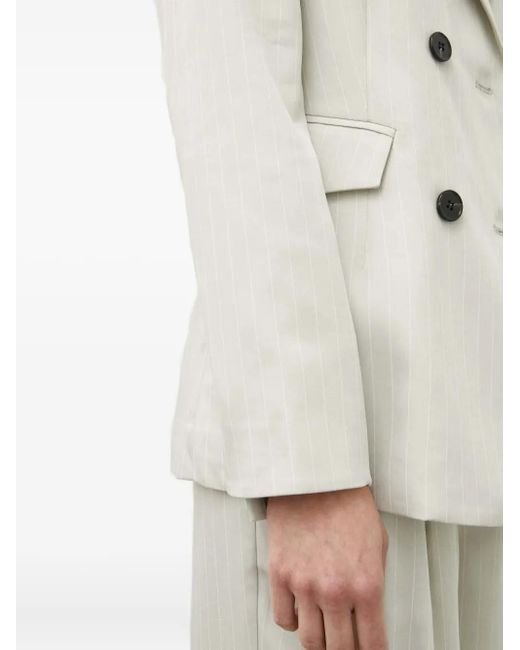 Bruuns Bazaar White Pinstripe Double-Breasted Suit Jacket