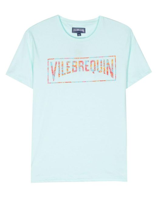 Vilebrequin Blue Logo-printed Cotton T-shirt for men