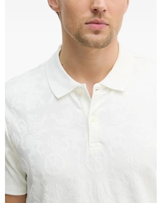 Guess White Patterned Polo Shirt for men