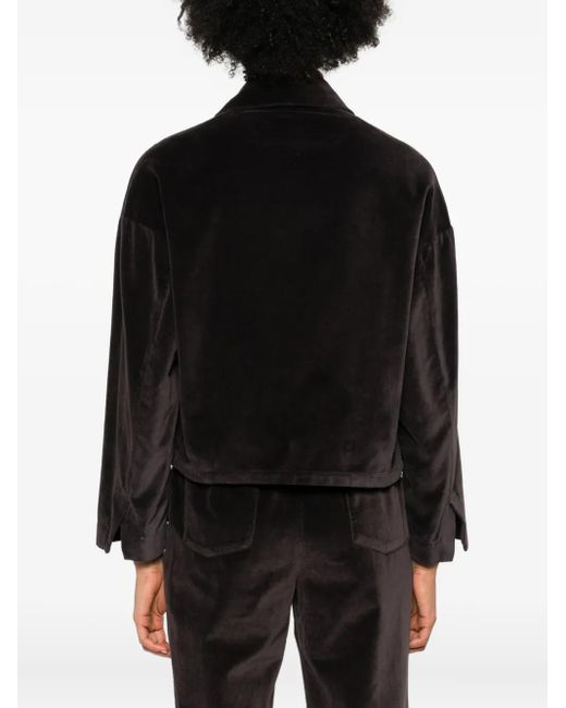 ROSSO35 Black Velvet Patch-Pocket Jacket