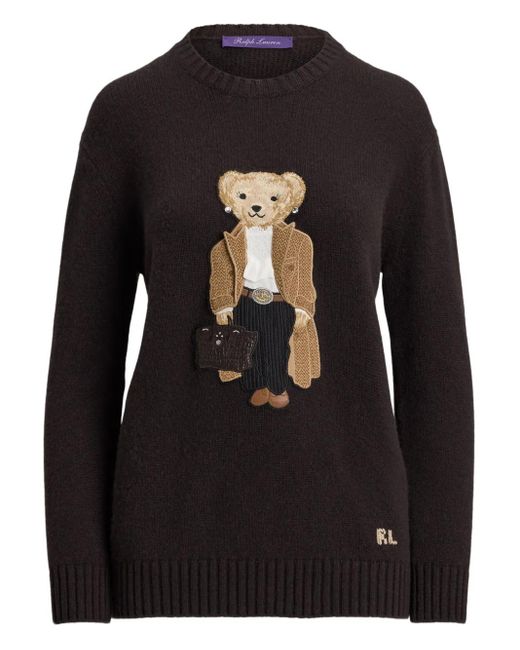 Ralph Lauren Black Polo Bear Cashmere Sweater