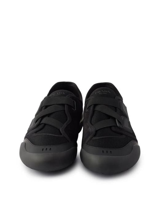 Prada Black Speedrock Leather And Mesh Fabric Sneakers for men