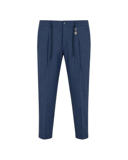 Manuel Ritz Blue Drawstring-Waist Pleated Trousers for men