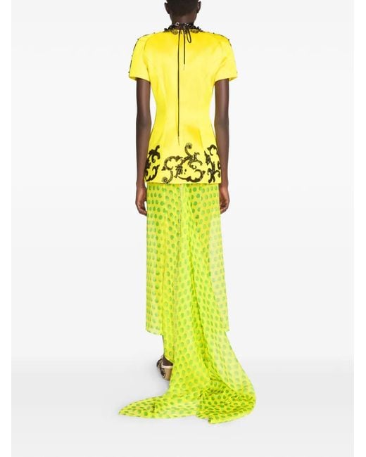 Dries Van Noten Yellow Embroidered Top
