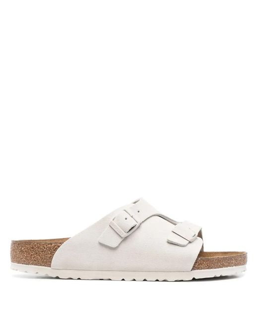 Birkenstock White Zürich Leather Sandals for men