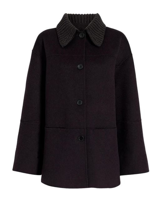 Proenza Schouler Black Lisa Knitted-Collar Coat