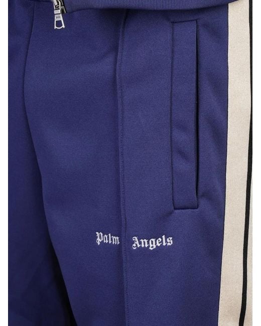 Palm Angels Blue Logo-Embroidered Track Pants for men
