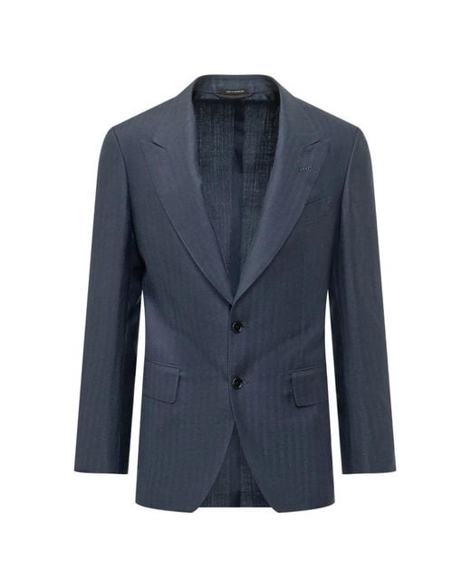Tom Ford Blue Single-Breasted Blazer for men