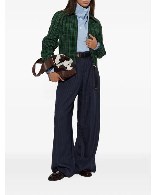 Marni Green Checked Wool-Blend Jacket