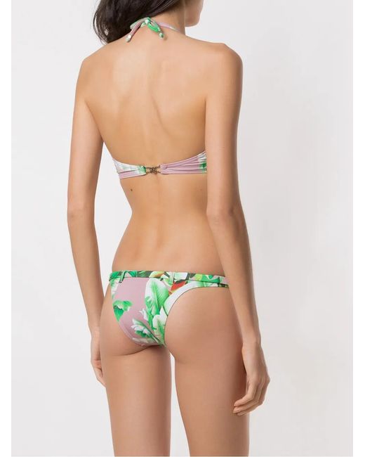 Amir Slama Green Floral Print Bikini Set