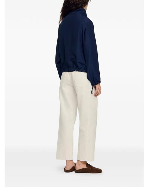 Sandro Blue Drawstring High-Neck Jacket