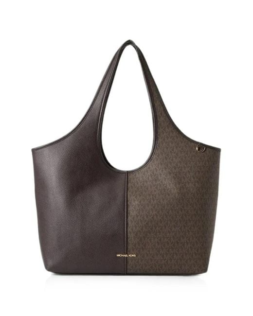 Michael Kors Brown Henly Large Signature Logo And Textured Tote Bag