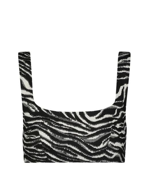 Matthew Bruch Black Anna Zebra-Print Crop Top