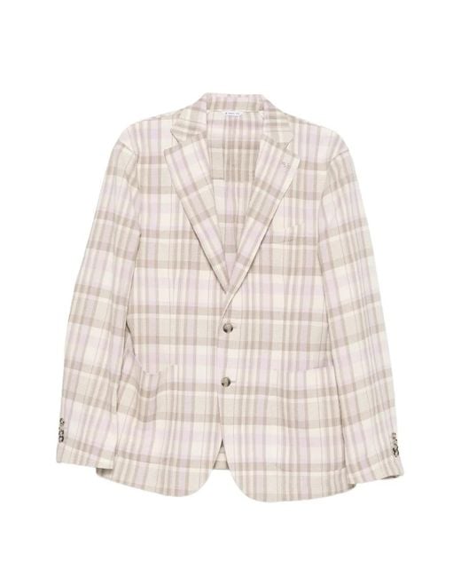 Manuel Ritz Natural Nuvola Check-Pattern Jacket for men