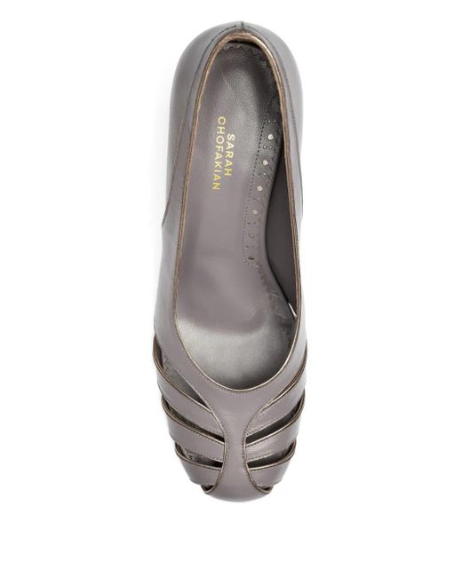 Sarah Chofakian Gray Cut-Out-Pumps mit Trichterabsatz 50mm