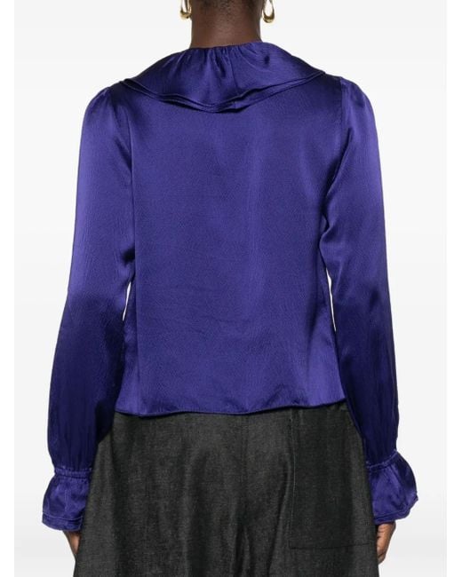 Bode Blue Ruffled Blouse