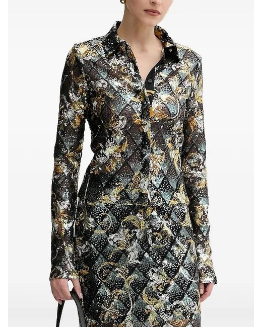 Versace Jeans Couture Black Sequin-Embellished Blouse