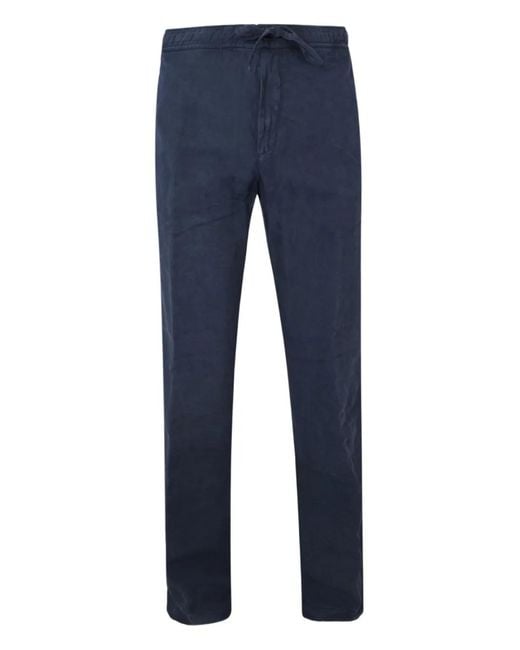 120% Lino Blue Drawstring Trousers for men