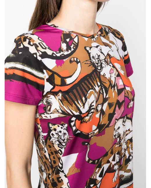 Roberto Cavalli Pink T-Shirt mit Geparden-Print