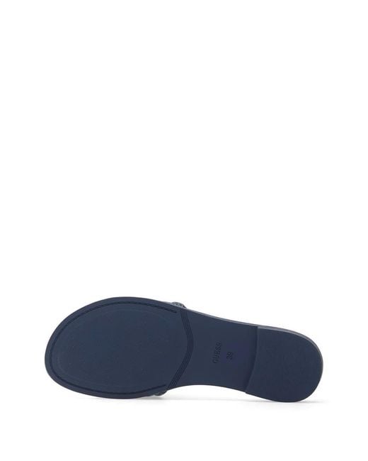 Guess Blue Elysone Monogram-Print Logo-Patch Sandals