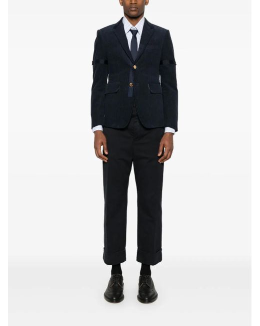 Thom Browne Blue Single-Breasted Corduroy Blazer for men