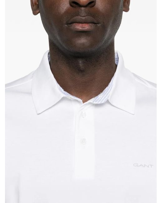 Gant White Short-Sleeve Polo Shirt for men