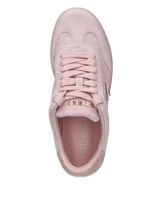 Guess Pink Jazlie Suede Lace-Up Sneakers
