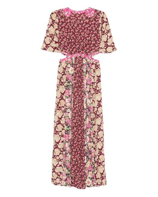 Ba&sh Red Ilma Cut-Out Floral Maxi Dress