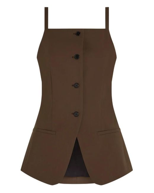 Karl Lagerfeld Brown Square-Neck Waistcoat