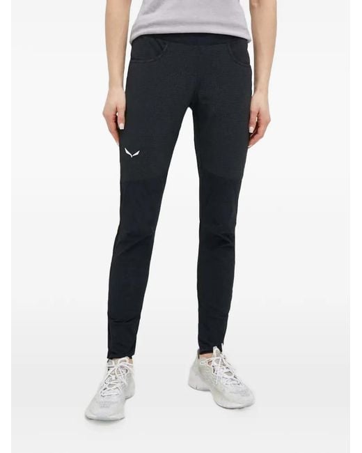 Salewa Blue Agner Panelled-Design Performance Leggings